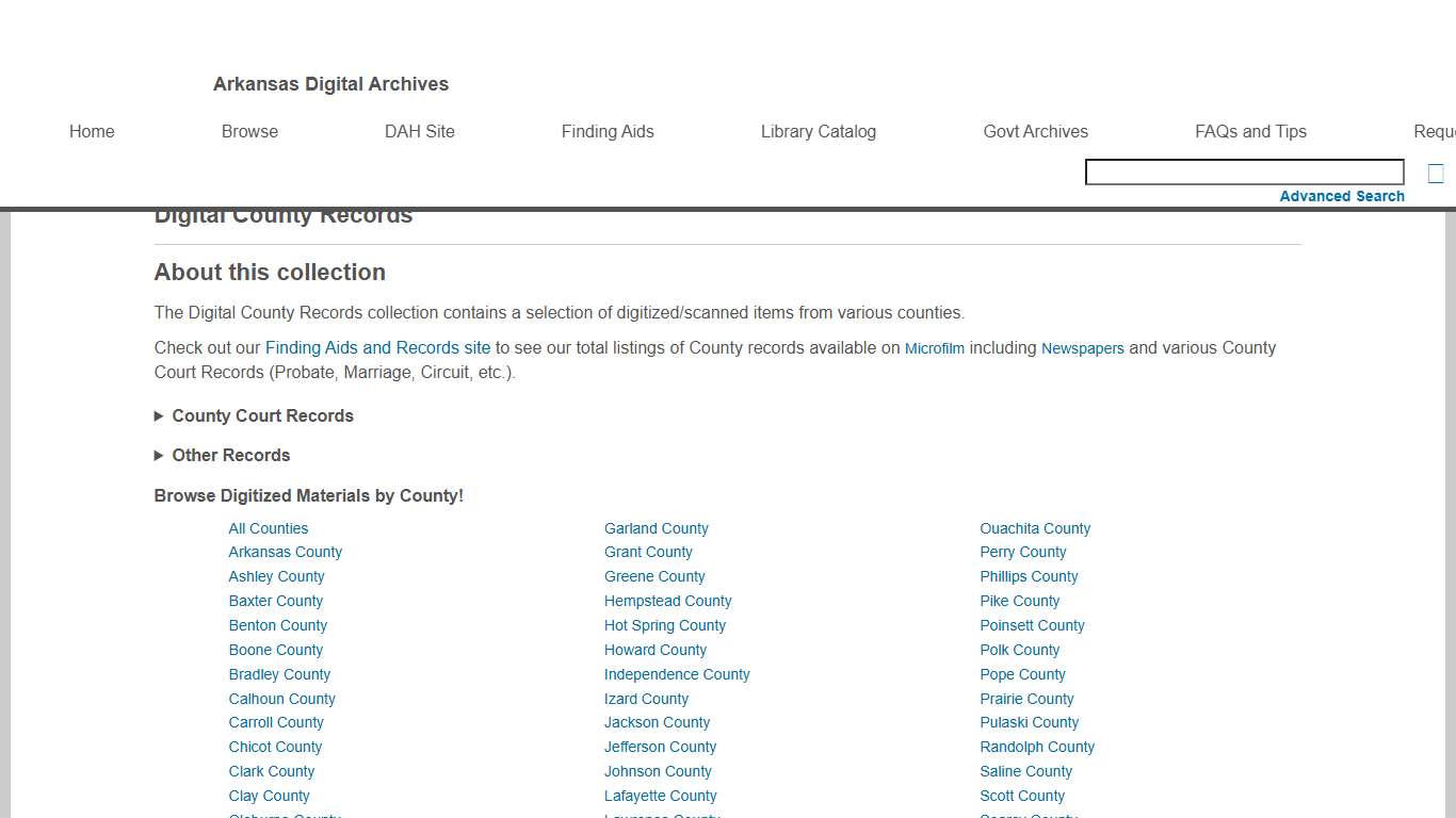 Digital County Records - Arkansas Digital Archives