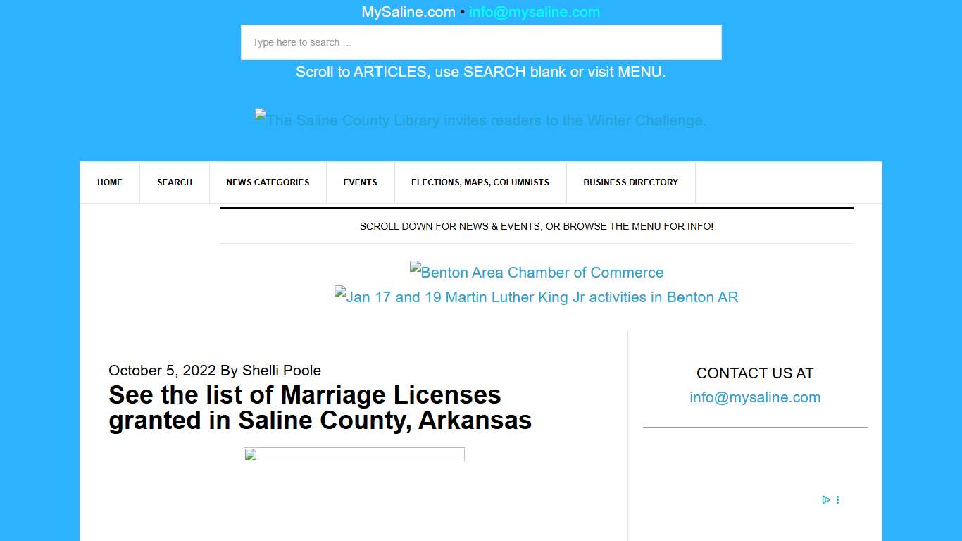 See the list of Marriage Licenses granted in Saline County, Arkansas - MySaline