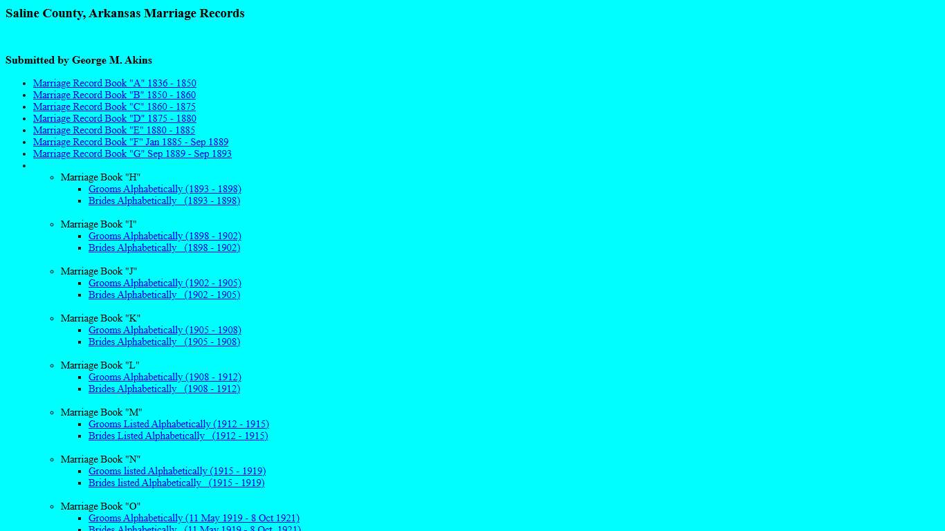 Saline County, Arkansas Marriage Records